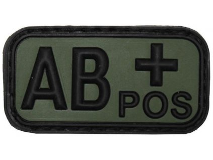 Nášivka označení krevní skupiny AB+ positive zelená 3D PVC MFH® OD Green