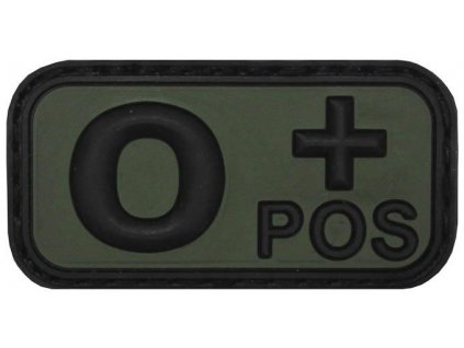 Nášivka označení krevní skupiny 0+ positive zelená 3D PVC MFH® OD Green