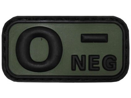 Nášivka označení krevní skupiny 0- negative zelená 3D PVC MFH® OD Green