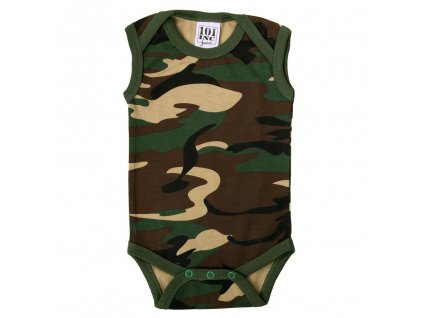 Dětské body bez rukávu obleček maskování Woodland Camo 101.INC