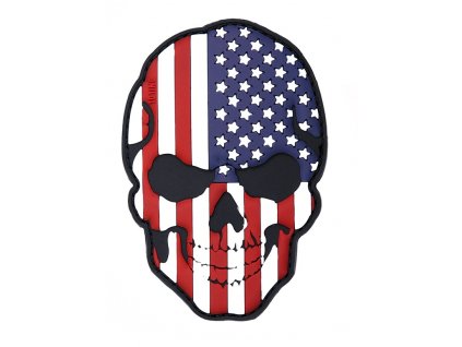 Nášivka lebka skull vlajka USA 3D PVC suchý zip