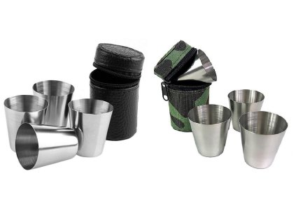 Sada hrnků (panák,štamprle) 4 kusy nerez 30ml s pouzdrem