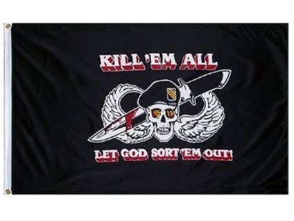 Vlajka Kill em All let God Sort 90x150cm č.233