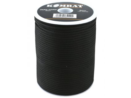 Šňůra padáková 3mm paracord 100m na cívce Kombat® Tactical Black černá