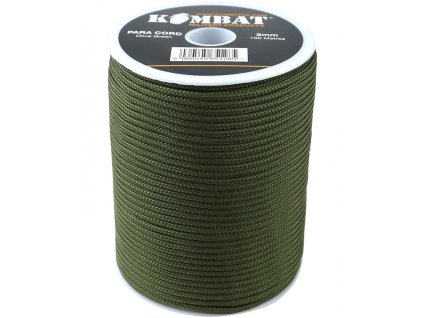 Šňůra (padáková) paracord oliv 3mm 100m Velká Británie Kombat