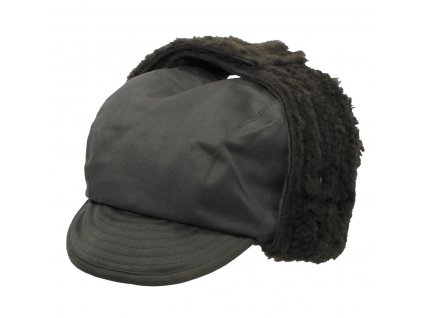 Čepice zimní ušanka Francie oliv originál zánovní