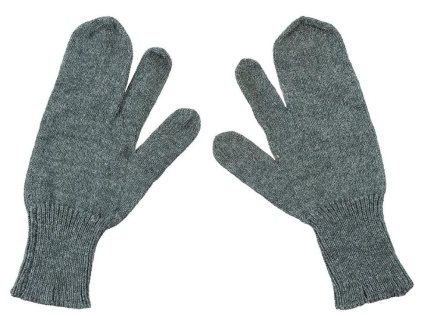 Rukavice tříprsté palčáky vlněné šedé Švýcarsko