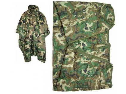 Pončo (poncho) US ripstop woodland s vložkou originál