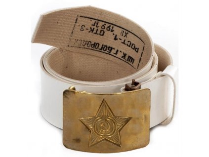 Opasek kožený přehlídkový bílý pozemní síly Rusko SSSR originál