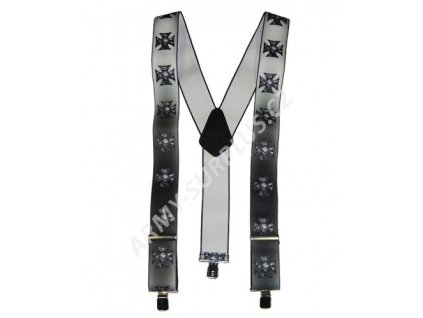 Kšandy s potiskem - Lebka / kříž (šle)