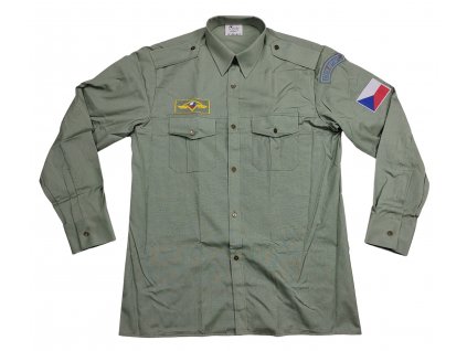 Košile s dlouhým rukávem a nášivkami zahraniční mise AČR zelená originál