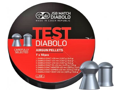 Testovací sada diabolek Exact JSB TEST 350 ks cal. 4,5 mm pro vzduchové pušky