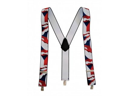 Kšandy elastické šle široké s potiskem vlajka Česká republika