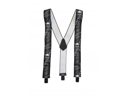 Kšandy (šle) s potiskem - Lebka v řetězech