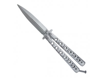 Nůž motýlek nýtovaný stříbrný děrovaný Balisong LG6988