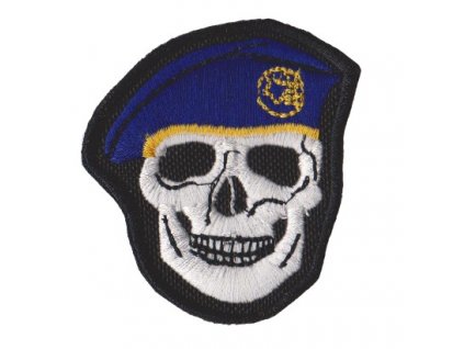 Nášivka lebka - tmavě modrý baret D-36