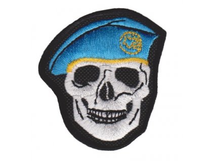 Nášivka lebka - světle modrý baret D-35