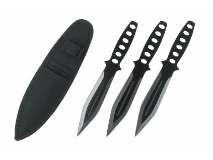 Nože vrhací (házecí) Kandar Tomahawk černé  sada 3 kusy s pouzdrem