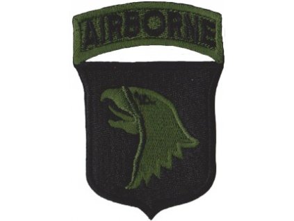 Nášivka AIRBORNE 101. výsadková divize černá-oliv E-38