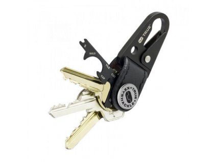 Klíčenka kožená organizér s karabinou multitool TRUE UTILITY® Keysshackle+Tool