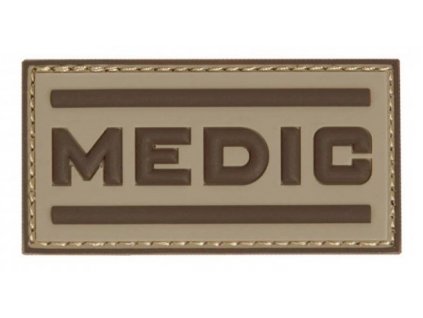 Nášivka nápis MEDIC zdravotníK 3D PVC velcro Desert