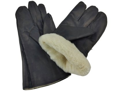 Rukavice kožené čtyřprsté zimní s kožešinou černé