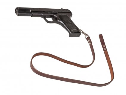 Zajišťovací kožený řemínek na zbraň (TT, PM, NAGAN atd.) originál Rusko