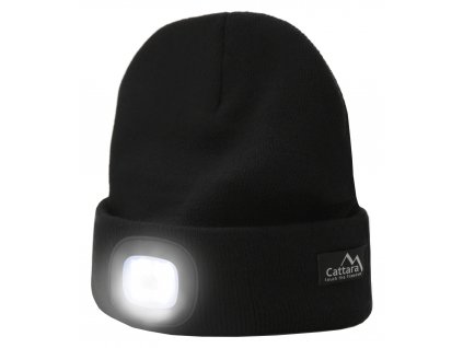 Čepice zimní kulich BLACK s LED svítilnou USB nabíjení Cattara