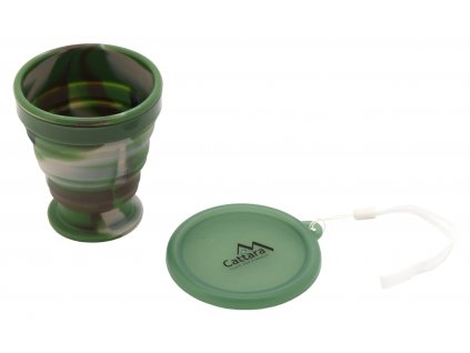 Silikonový skládací kelímek s víčkem ARMY 200ml Cattara