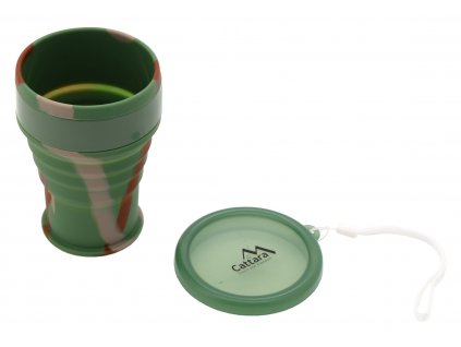Silikonový skládací kelímek s víčkem ARMY 350ml Cattara