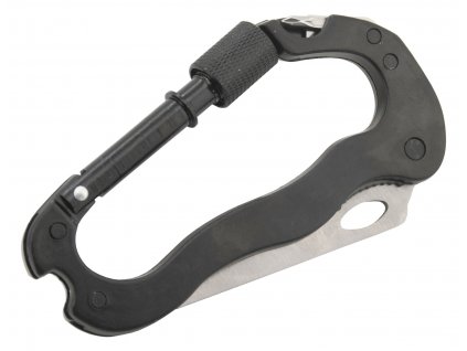 Multifunkční celokovová karabina s nožem 5v1 černá Cattara