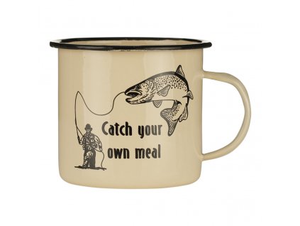 Hrnek smaltovaný design rybář 500ml Chytněte si své vlastní jídlo