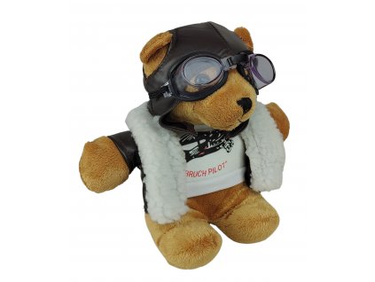 Medvěd letec s brýlemi sedící plyšová hračka 22cm Sunny Toys