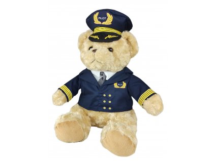 Medvěd pilot s čepicí sedící plyšová hračka 39cm Sunny Toys