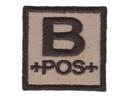 Označení krevní skupiny B+ velcro suchý zip 4x4 pouštní desert B-51