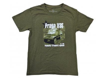 Triko dětské s potiskem Praga V3S vojenský třítunový speciál khaki EXC®