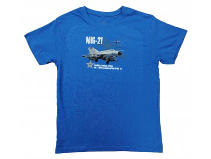 Triko dětské s potiskem MIG-21 sovětský stíhací letoun Mikojan-Gurevič modré EXC®