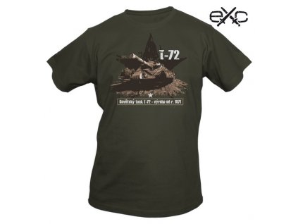 Triko s krátkým rukávem a potiskem Sovětský bitevní tank T-72 khaki EXC®