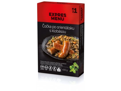 Čočka po orientálsku s klobásou KM (1 porce 400g) EXPRES MENU