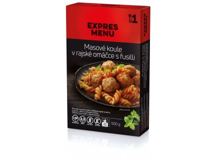 Masové koule v rajské omáčce s fusilli KM (1 porce 500g) EXPRES MENU