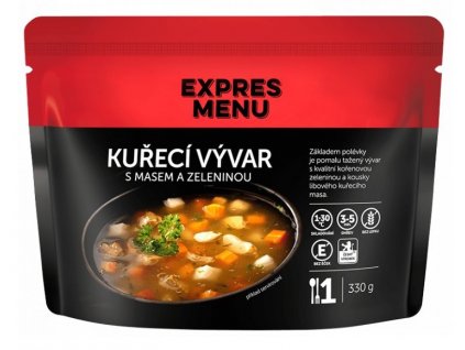 Kuřecí vývar s masem a zeleninou (1 porce 330g) EXPRES MENU