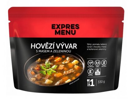 Hovězí vývar s masem a zeleninou (1 porce 330g) EXPRES MENU