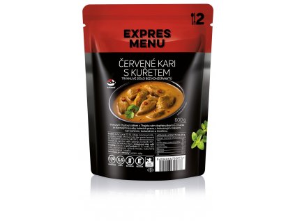 Červené kari s kuřetem (2 porce 600g) EXPRES MENU