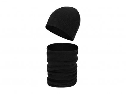 Čepice s nákrčníkem černá Fleece Beanie hat with scarf CMG® Black