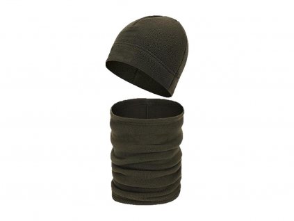 Čepice s nákrčníkem zelená Fleece Beanie hat with scarf CMG® Olive Green