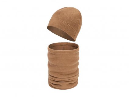 Čepice s nákrčníkem hnědá Fleece Beanie hat with scarf CMG® Coyote