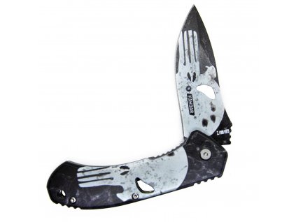 Nůž zavírací s lebkou Punisher Skull 3D polovystřelovací KANDAR® N-618
