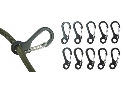 Karabina s očkem mini černá sada 10ks Paracord Carabiners Kombat® Tactical