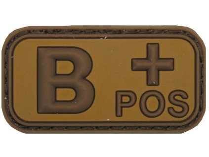 Nášivka označení krevní skupiny B+ positive hnědá 3D PVC MFH® Brown-Khaki