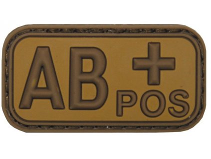 Nášivka označení krevní skupiny AB+ positive hnědá 3D PVC MFH® Brown-Khaki